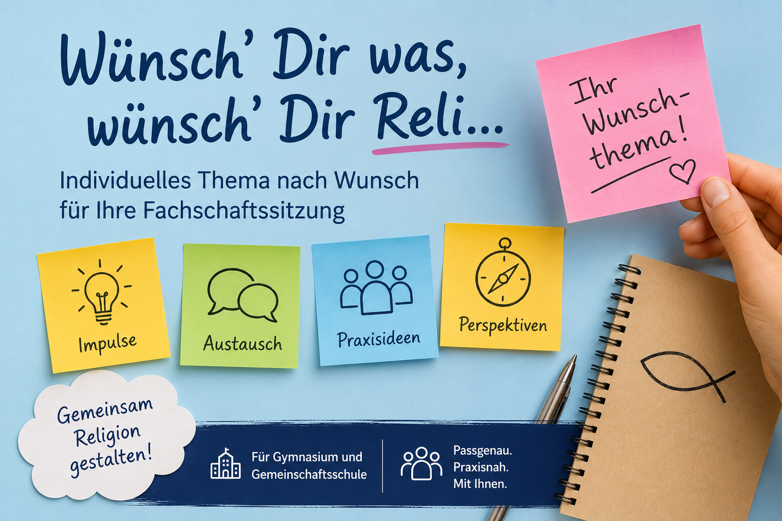 „Wünsch’ Dir was, wünsch’ Dir Reli…“ - Individuelles Thema nach Wunsch für Ihre Fachschaftssitzung